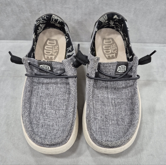 Hey Dude Wendy Peak Woven shoes women's 5 charcoal gray platform slip on loafer - Picture 3 of 12